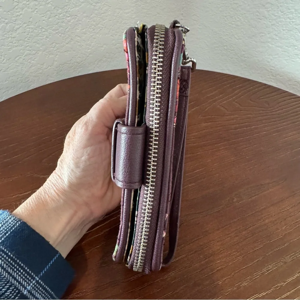 Vera Bradley Quilted Multicolor Wallet Wristlet Plum Burgundy Pink Green - Picture 8 of 14